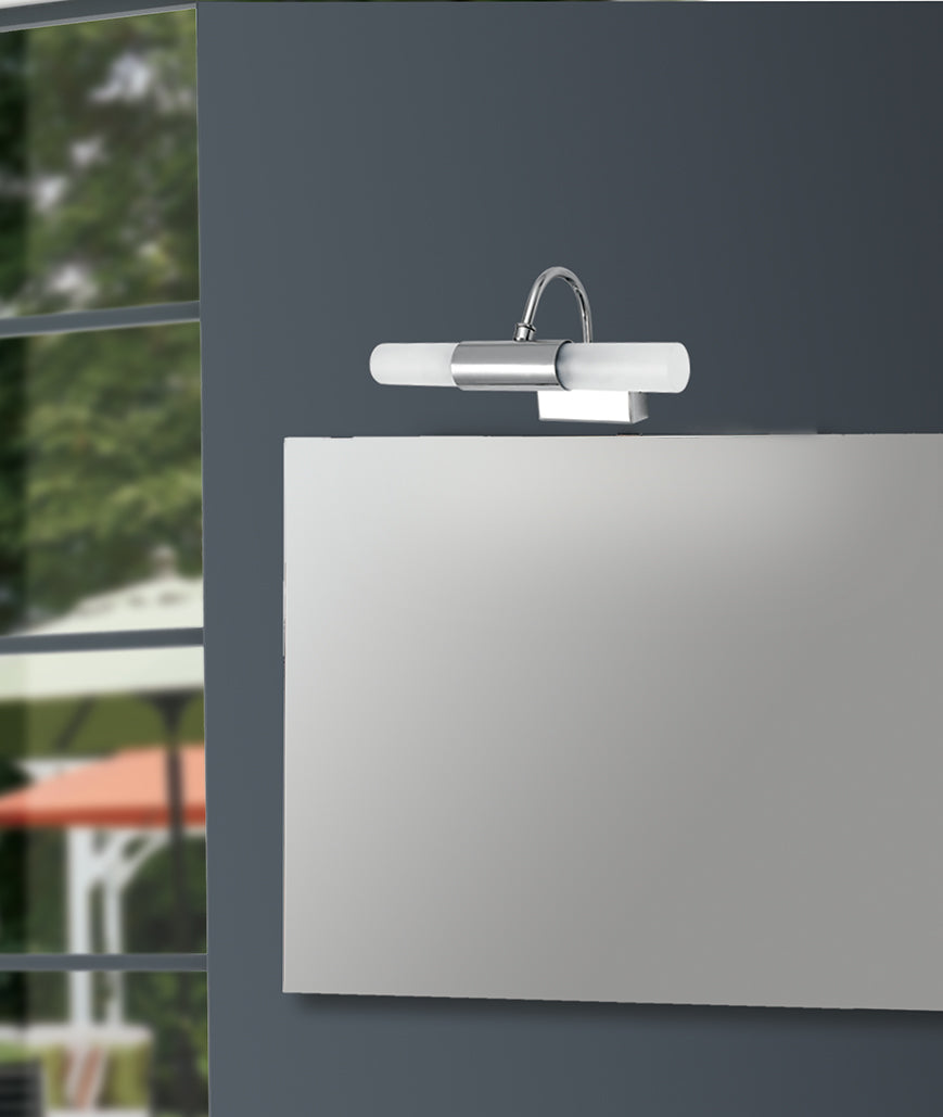 Applique da specchio in metallo cromato con diffusore in vetro bianco satinato 2XG9 non incluse fissaggio a parete o su specchio collezione ROBY Applique da specchio in metallo cromato con diffusore in vetro bianco satinato 2XG9 non incluse fissaggio a parete o su specchio collezione ROBY